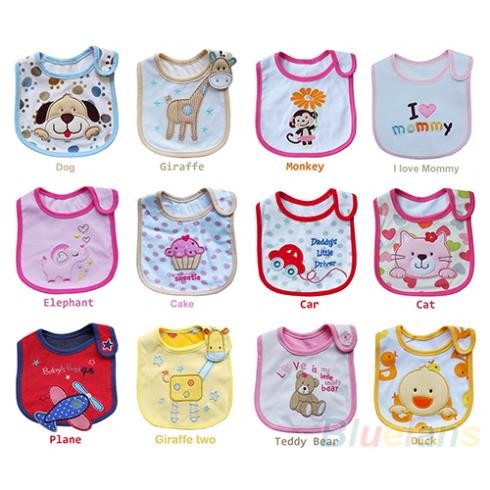 Wholesale Baby Girl Boy Towel Saliva Waterproof New Kids Cartoon Pattern 3 Layer Toddler Lunch Bibs