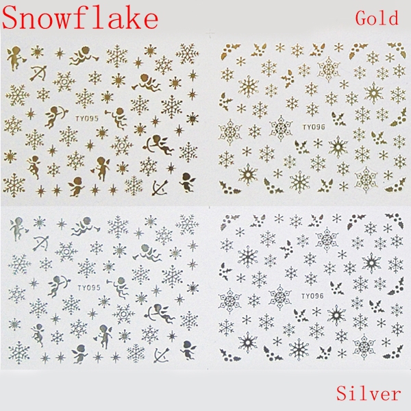 aliexpress beli 24 pcs emas perak kepingan salju desain 3d nail stiker natal decals aliexpress beli 24 pcs emas perak kepingan salju desain 3d nail stiker natal decals
