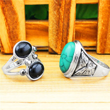Wholesale Lot 5pcs Vintage Look Retr Craft Tibet Alloy Silver Plated Assorted Design And Color Turquoise