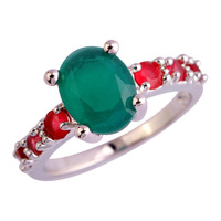 2015Junoesque Jewelry Emerald Green Red 925 Silver Fashion Ring Size 6 7 8 9 10 11 12 13 For Free Shipping Wholesale