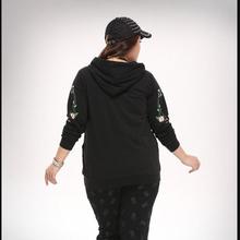 Fashion Plus Size Womens Clothes Tops Full Sleeve Flower Print Zip Up Cozy Fit Jacket Hoodie