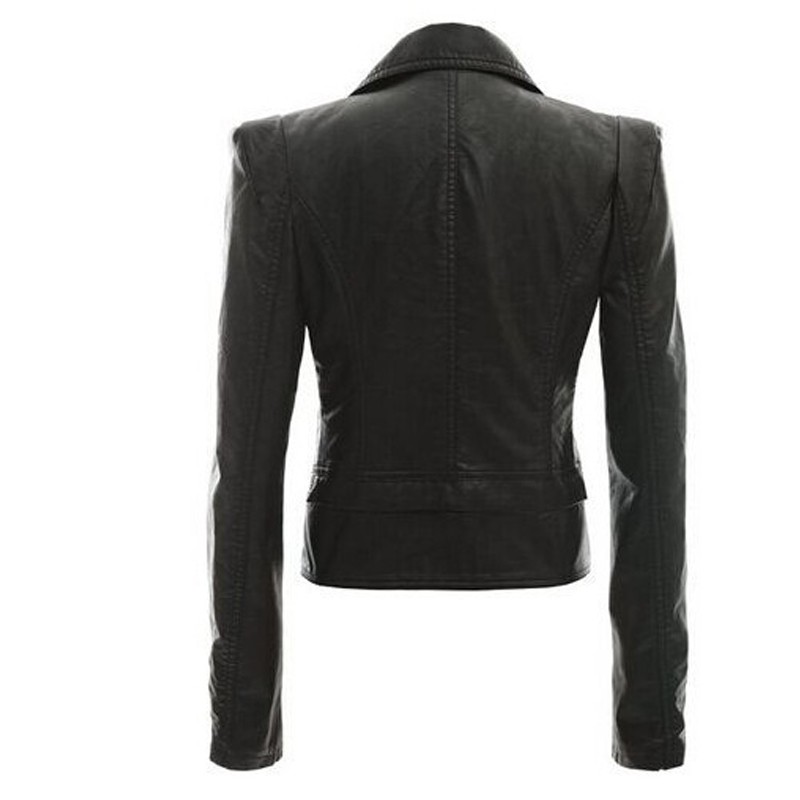 Women PU Leather Jackets Coats 2015 Fahion Female Fashion Slim 2 Use Zipper Motorcycle Leather Washed Jacket Coat (2)