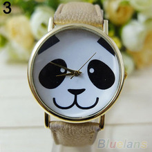 Women s Panda Pattern Round Dial Faux Leather Analog Quartz Wrist Watch 6LAT