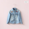 61227343 Retail 2017 Spring Fashion Baby Girl Shirt Denim Embroidery RainBall Full Sleeve Girl Top Kids