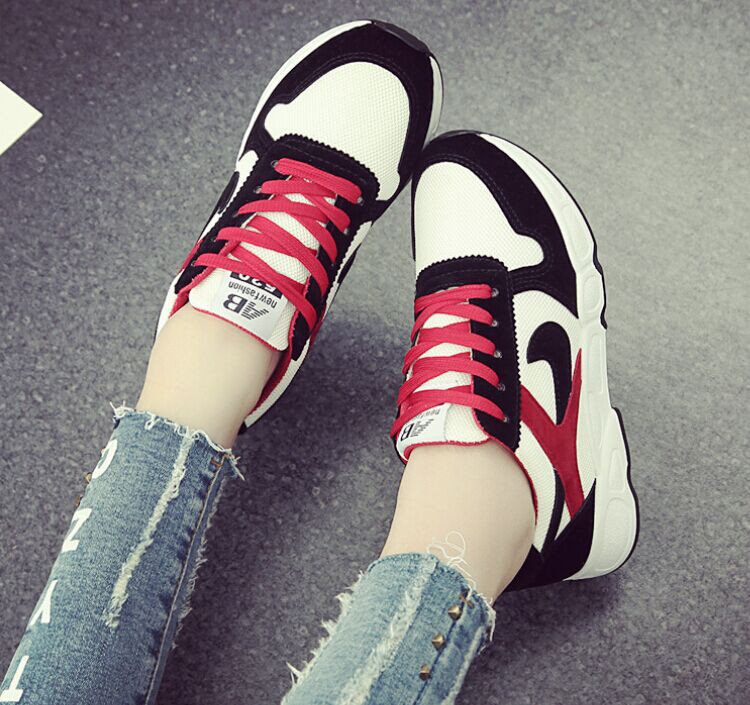 Korean Style Women Shoes Height increasing Women Sneakers Mixed Colors Wedge Sneakers For Women Sport Shoes