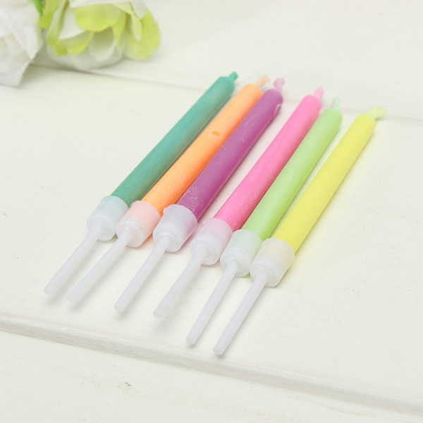 6pcs Birthday Cake Candles Assorted Colored Flames Safe Taper Chime Party Decor