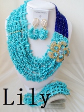 Luxury Bridal African Nigerian Coral Beads Jewelry suit Perfect Wedding women Necklace/Earrings/Bracelet Free Shipping C-726