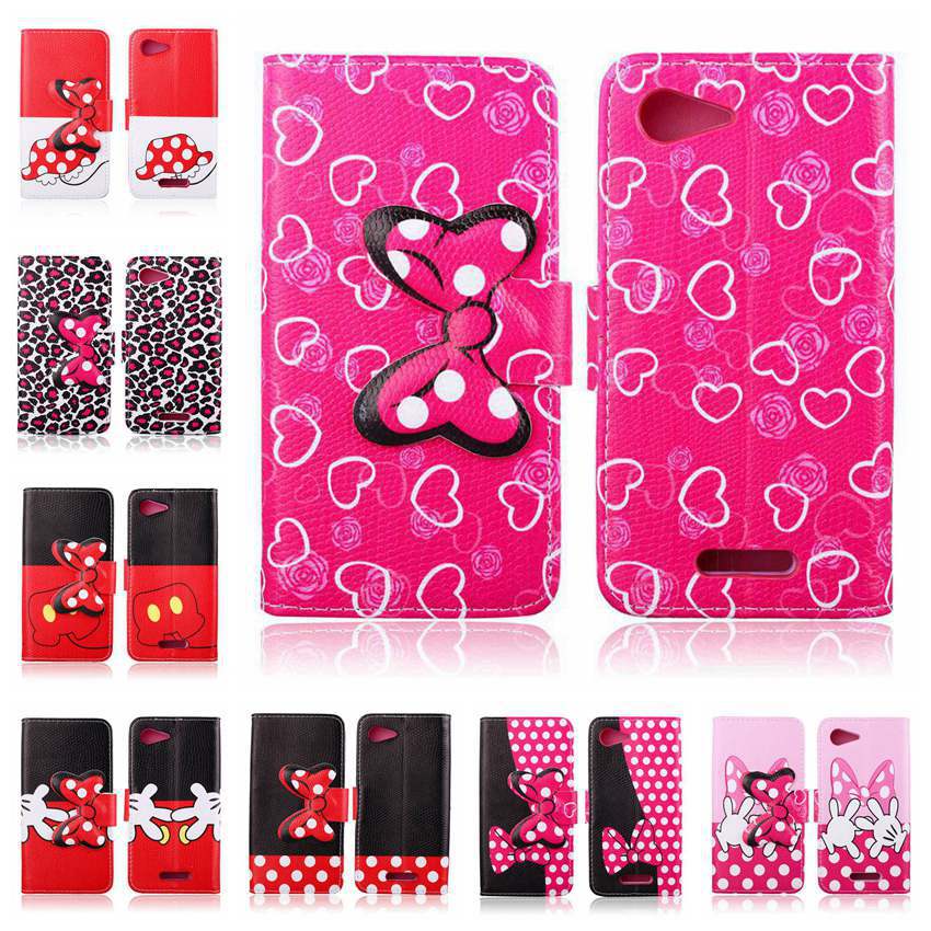 Cute Cartoons Pu Leather Wallet Flip Case Cover For Sony Xperia E3 Mobile Phone Accessories 8