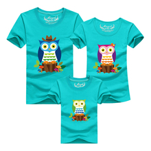 2016 Top New Letter 1 Pc 95% Cotton T Shirt Owls Cartoon Family Set Shirts Matching Clothing Men Women Kids Large T-shirts Tees