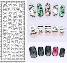DS108 Nail Design Water Transfer Nails Art Sticker Gray Bowknots Elements Nail Wraps Sticker Tips Manicura nail supplies Decal