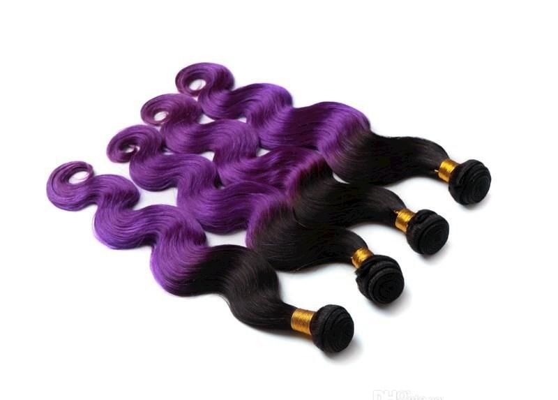 Free Shipping Color Black And Purple Ombre Hair Body Wave Hair