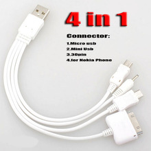 New 2015 Universal 4 in 1 USB Charger Phone Multi Cable Charging Cord cell Mobile phone Adapter Free Shipping
