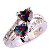 Women Brilliant Colorful Rainbow Topaz 925 Silver Ring Size 6 7 8 9 10 11 12 New Fashion Jewelry Gift Free Shipping Wholesale