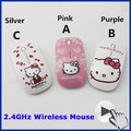 2 4Ghz Ultra Thin Slim Women Wireless Optical Mouse Sem Fio Mini Pink Hello Kitty Mice
