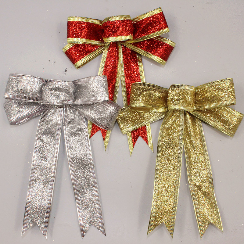 15cm red silver gold sparkling glitter christmas bow 15cm red silver gold sparkling glitter christmas bow