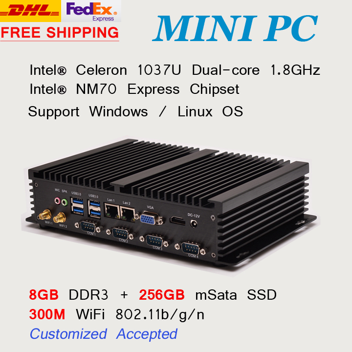 8 ГБ 512ram + 256 ГБ mSata SSD + 300 м беспроводной модуль встроенный мини одноплатный компьютер тонкие клиенты 4 xSerial порта DHL бесплатная доставка