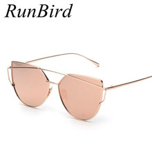 RunBird Mirror Flat Lense font b Women b font Cat Eye font b Sunglasses b font