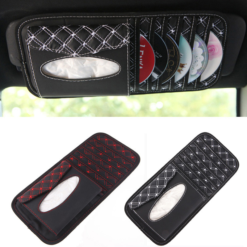 Top Quality Car Sun Visor Glass Pen CD DVD Disk Card Case with Tissue Box Multifunctional