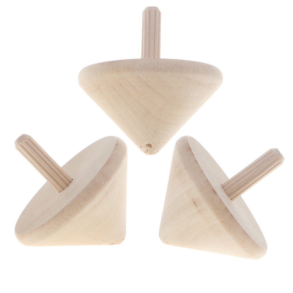 3 Piece Set of Wooden Spinning Tops 