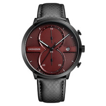 Origianl KASHIDUN Top Brand Luxury Fashion Quartz Watches Men Luminous Big Dial Waterproof Leather Strap Relogio Masculino