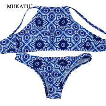 2016 Halter Top Swimwear Women Sexy Halter Swimwear Crop Top High Neck Brazilian Bikini Set Padded Bra Swimsuit Biquini