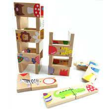 Free Shipping!Baby Toys 28pcs Animal Domino Wooden Blocks Educational Toys Building Blocks Toys gift