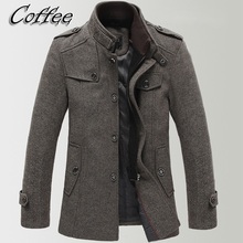 Winter Men Jacket Down Jacket Middle-Aged Washed Cotton Windproof Trench Jacket Woolen Coat WY0002 Asian/Tag Size M-3XL