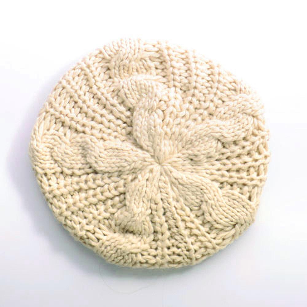WSFS Hot Unisex Winter Plicate Baggy Beanie Knit Crochet Ski Hat Beige