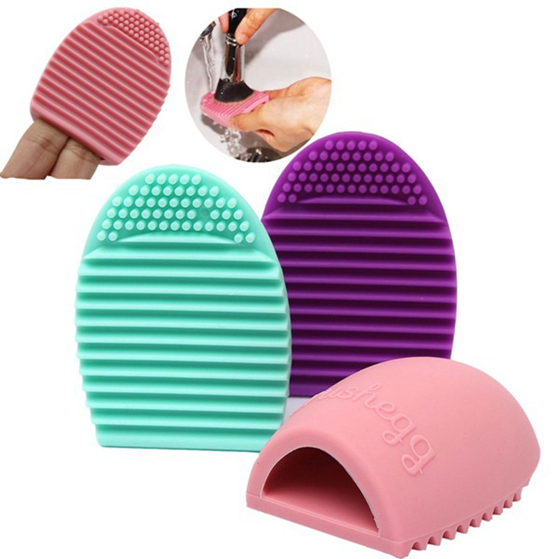 Hot Brushegg Clean brushes font b Makeup b font Wash Brush Silica Glove Scrubber Board font