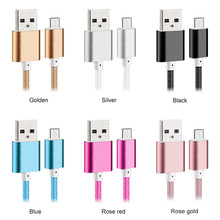 2015 Newest Colorful Nylon Line and Metal Plug Micro USB Cable for iPhone 6 6s Plus