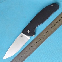 Shirogorov F3-B 9Cr18Mov satén Stonewash negro G10 caza que acampa de bolsillo cuchillo