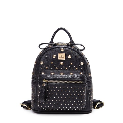 M Plus 2015 Unique Trendy Style Rivet PU Leather Women's Colors Backpack School bags For Girl Teenagers Ladies Casual Travel bag