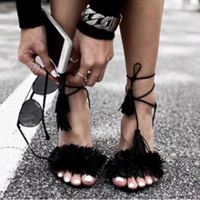 Women Sandals 2016 Summer Fashion New Gladiator High Heel Sandals Ankle Strap Tassel Lace Up Womens Brand Shoes size 35-40 Z1216