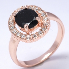 Free shipping Dropship Sexy Black  Shine 18K Rose Gold Filled  Cubic Zircon  Women Lady Fashion  Ring Jewelry R0052