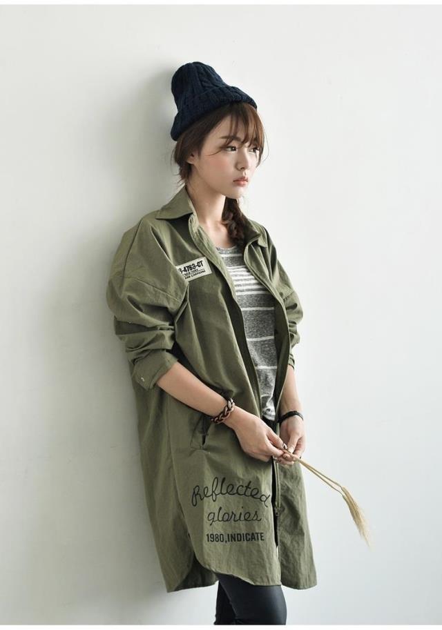 2015 New Design Women's Long-Sleeve Autumn Winter Jacket Zipper Jackets Female Coat Women Clothes Outwear Army Green White