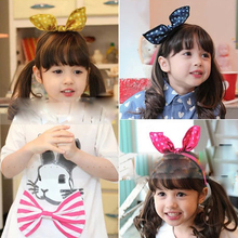 Wired Headband Retro Kids Girls headband Polka Dot Tartan Hair Band Hot Pink/Yellow/Blue color 1 piece B3