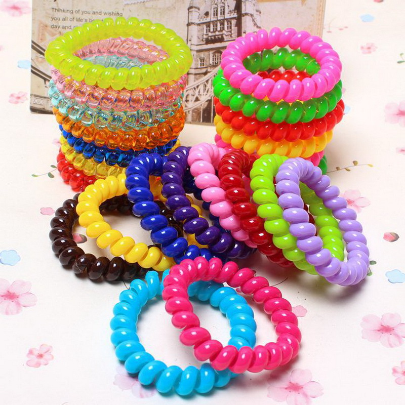 10 Pcs Fashion Bright Color Telephone Wire Elastic Silicone Rubber Bands Hair font b Accessories b