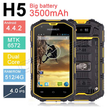 Original Hummer H5 Waterproof phone Smartphone android 4 4 IP68 phone 3G GPS Capacitive Screen WCDMA