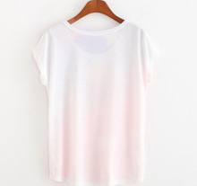 2015 New Fashion Vintage Spring Summer T Shirt Women Clothing Tops Blouse Flower cat Print T