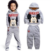 2015 100%cotton baby boys autumn cartoon suits mickey sweatshirt +trousers kids clothes casual hoodies set children clothing set