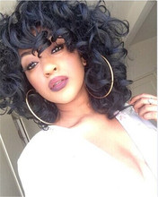 Perruque synthetic women Short Curly Black Wigs for Black Afro American Free Shipping