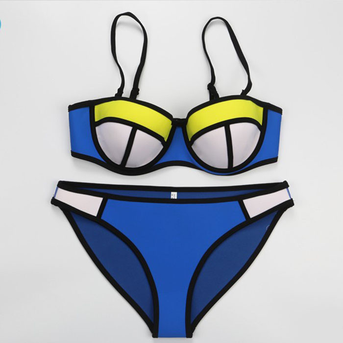 2015 New Fashion Sexy Women Swimsuit Neoprene Bikini Triangl Top Quality Vintage Push Up Biquini Bath Suit Free shipping (5)