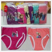 HOT SALE Retail 6Pcs/lot Frozen Anna Elsa Cartoon Underwear Girls Cute Brief Children Cotton Panties Mixed Color Free Shipping