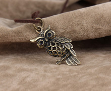 Leather Necklace Women Leather Chain Vintage Little Owl Pendant Necklaces European Brand Jewelry Cool Punk VLN451