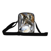 Wolf 3D Printing Mini messenger bags for teen boys,cool small messenger bag for men,stylish crossbody bag for children shopping