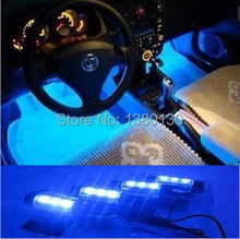 New! 4x 3LED Blue Car Charge interior accessories foot car decorative 4in1 lights daytime running light car styling and parking