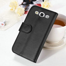 S3 Flip Wallet PU Leather Case For Samsung Galaxy S3 i9300 SIII Luxury Black Phone Bag
