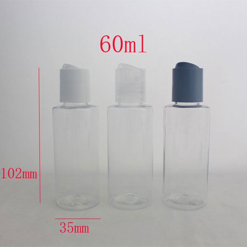 wholesale 60ml X 50 empty transparent round cosmetic plastic bottles 2oz travel kits bottles shower gel containers bottles