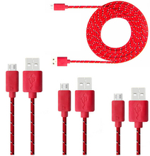 1M 2M 3M Fabric Nylon Braided Micro USB Cable Charging Cord Charger Cable for Samsung