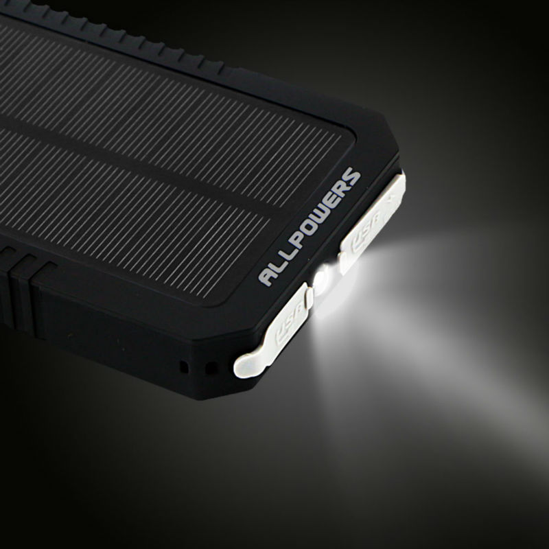 Allpowers Solar Power Bank 12000mAh Portable Solar Charger Emergency External Battery Powerbank With LED Light for mobile phone Allpowers Solar Power Bank 12000mAh Portable Solar Charger Emergency External Battery Powerbank With LED Light for mobile phone